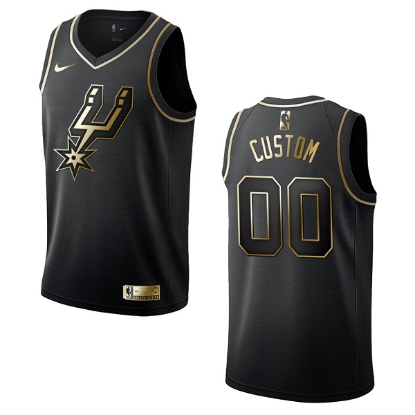 Men's San Antonio Spurs Active Player Custom Black Gold Swingman Limited Edition Stitched Jersey